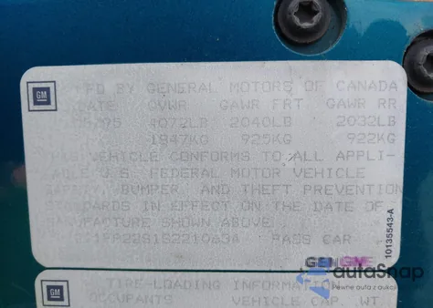 1995 Chevrolet Camaro from USA, damaged, VIN 2G1FP22S1S2210634